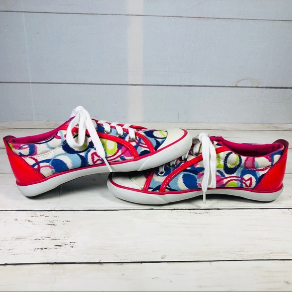 COACH Barrett Leatherware Signature Sneakers Sz 6 - Picture 6 of 9